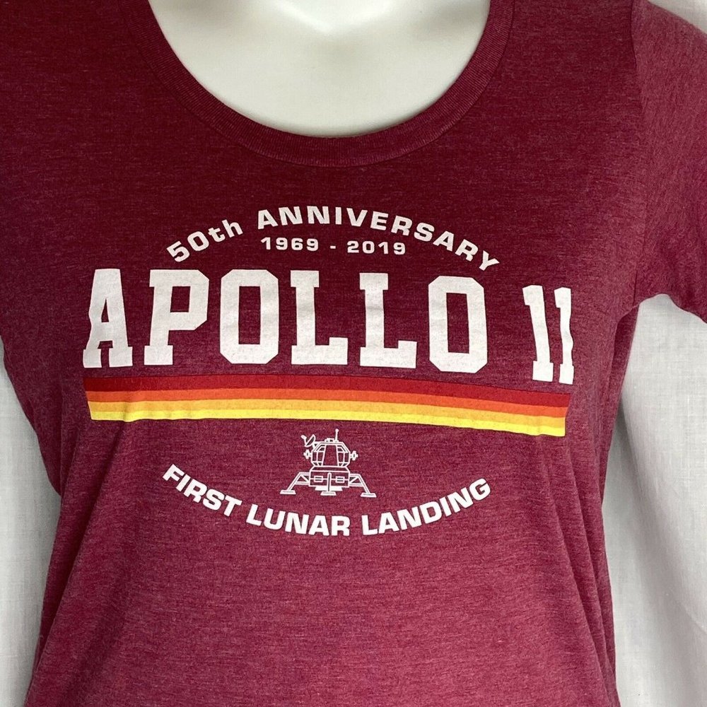 Apollo 11 50th Anniversary Lunar Landing T Shirt Top Junior Youth XL Space Red